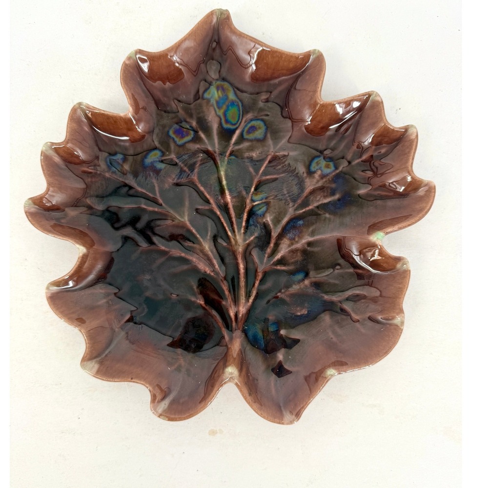 Vintage Royal Haeger Green Leaf Pottery Dish Mid‎ Century Serving Platter